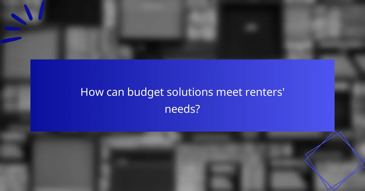 How can budget solutions meet renters' needs?