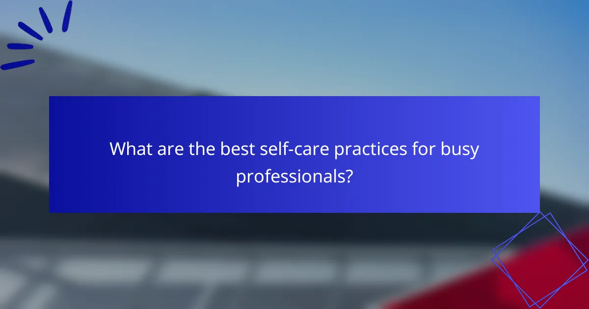 What are the best self-care practices for busy professionals?