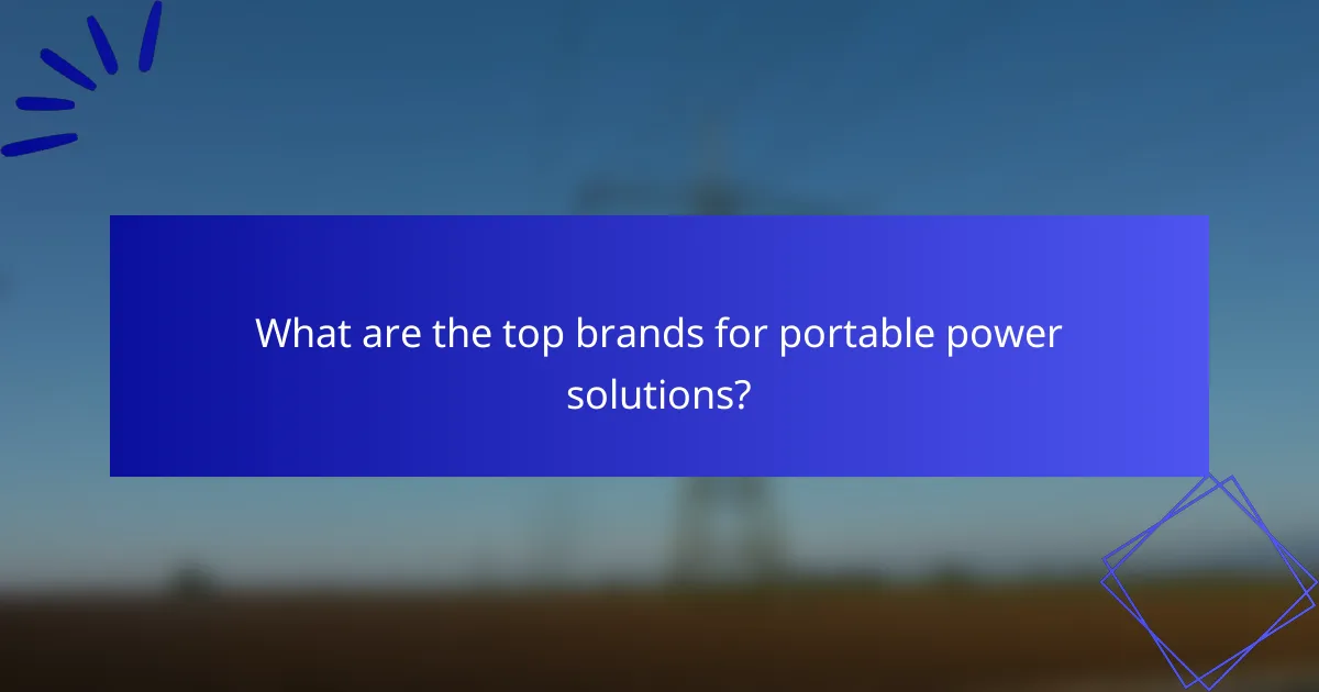 What are the top brands for portable power solutions?